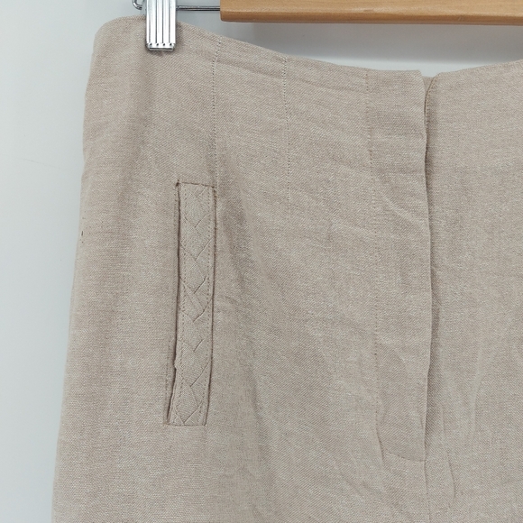 Jason Wu Linen Blend High Waisted Pants With Braided Detail Size 6 - Picture 3 of 6
